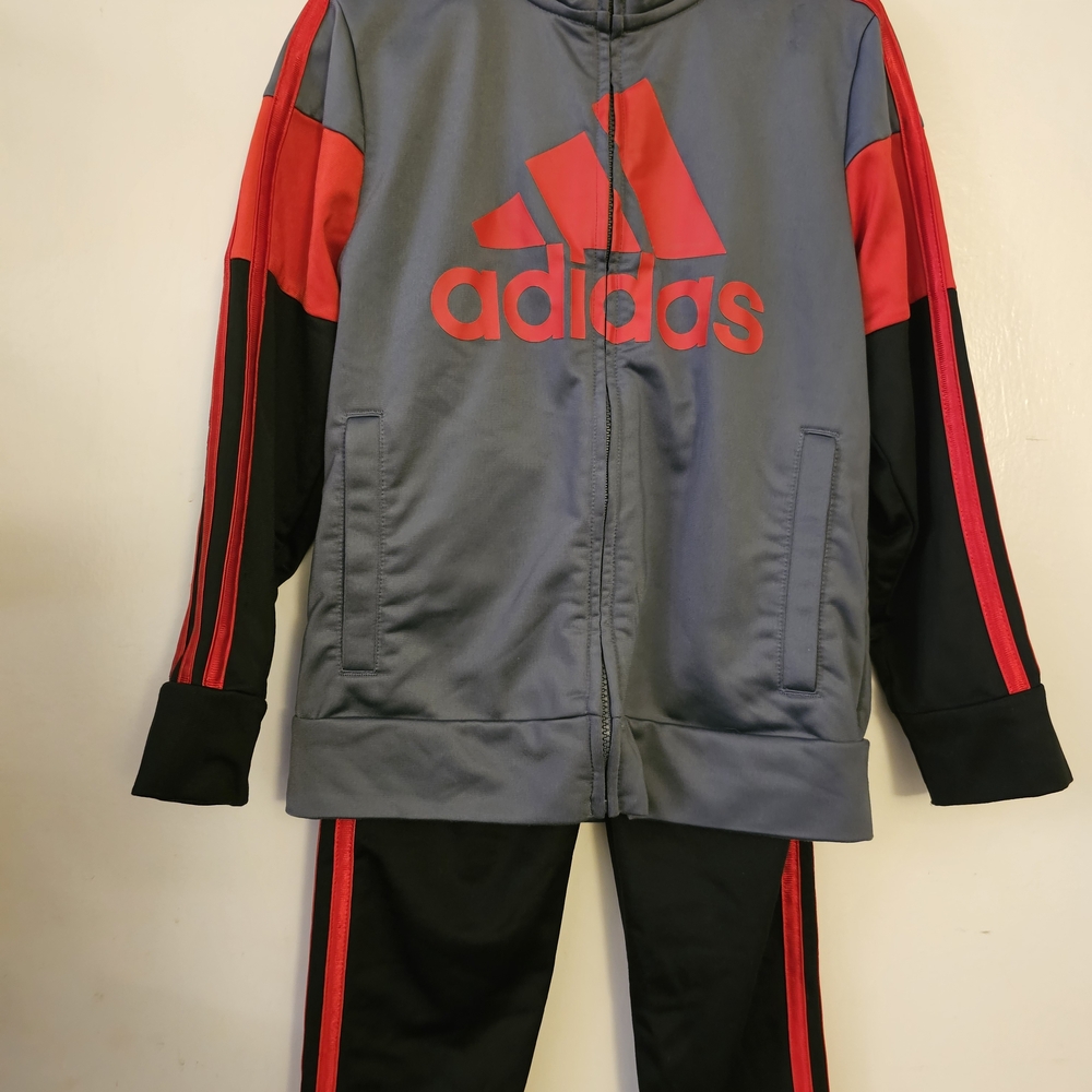 Adidas Gray and Red Tracksuit
